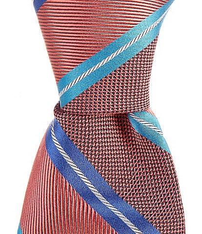 Cremieux Overlapping Stripe 3 1/4#double; Woven Silk Tie