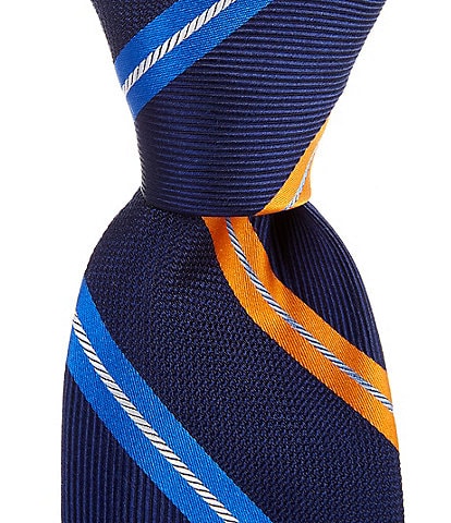 Cremieux Overlapping Stripe 3 1/4#double; Woven Silk Tie