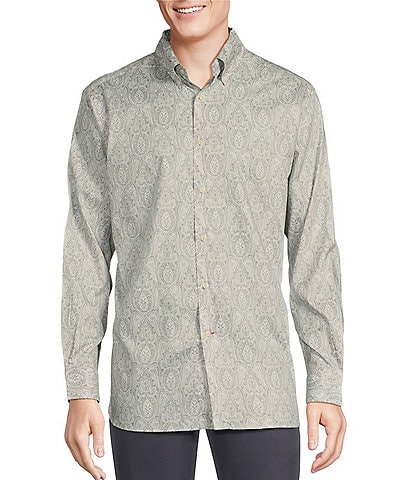 Cremieux Paisley Twill Lucent White Long Sleeve Woven Shirt