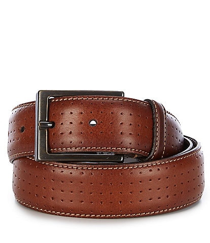 Cremieux Perforated Hand-Burnished Leather Dress Belt