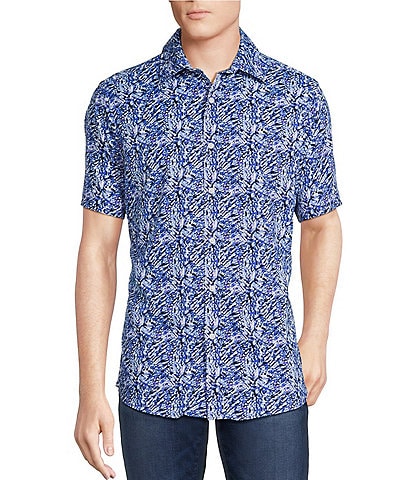 Cremieux Premium Denim Abstract Print Short Sleeve Woven Shirt