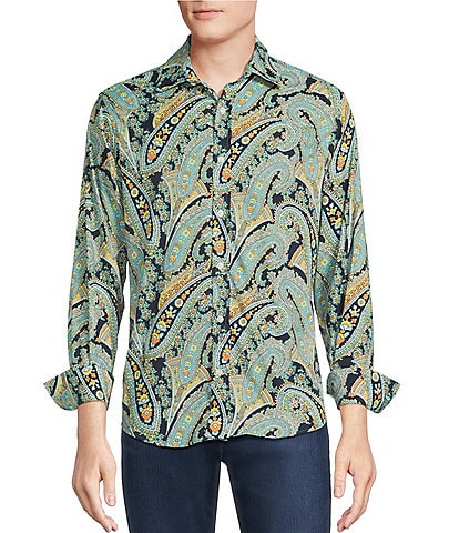 Cremieux Premium Denim Geometric Paisley Long Sleeve Woven Shirt