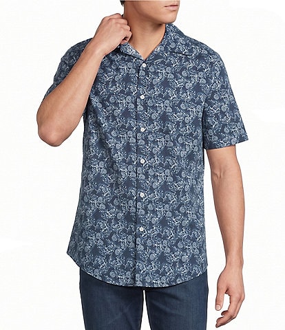 Cremieux Premium Denim Scroll Print Short Sleeve Woven Shirt