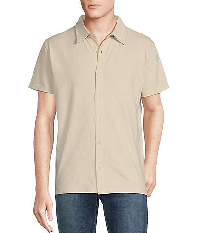 Cremieux Premium Denim Seersucker Coat Front Knit Shirt