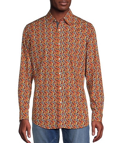 Cremieux Premium Denim Stretch Geo Print Long Sleeve Woven Shirt