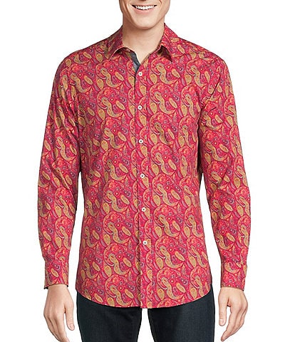 Cremieux Premium Denim Stretch Paisley Print Long Sleeve Woven Shirt