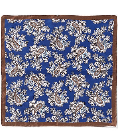 Cremieux Preston Bordered Pines Woven Silk Pocket Square