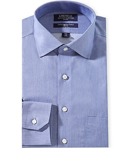 Cremieux Slim Fit Non-Iron Spread Collar Faux Denim Twill Dress Shirt