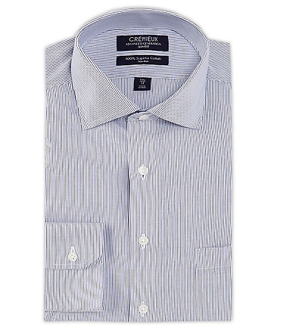 Cremieux Slim Fit Non-Iron Spread Collar Fine Line Stripe Twill Dress Shirt