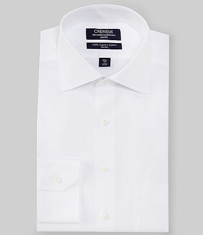 Cremieux Slim Fit Non-Iron Spread Collar Solid Pinpoint Dress Shirt
