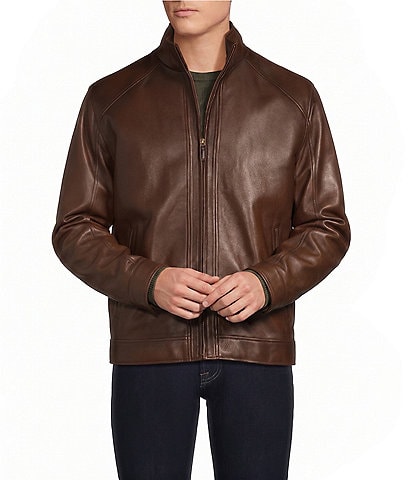Cremieux Stand Collar Hipster Leather Jacket