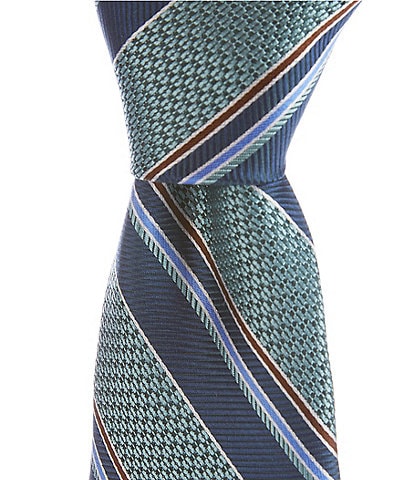 Cremieux State Striped 3 3/8#double; Silk Tie