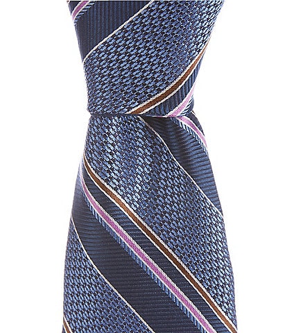 Cremieux State Striped 3 3/8#double; Silk Tie