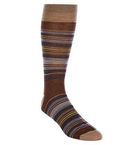 Johnston & Murphy Tan Stripe Pattern Crew Length Men's Socks