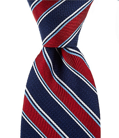 Cremieux Traditional Stripe 3 1/8#double; Woven Silk Tie
