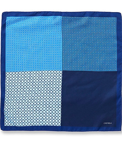 Cremieux Walter Neat Pattern Four Square Woven Silk Pocket Square