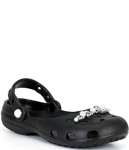 Crocs Women's Classic Pearl Embellished Ballet Clogs