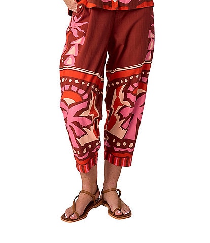 CROSBY by Mollie Burch Bernie Printed Cotton Linen Blend Coordinating Relaxed Fit Pants