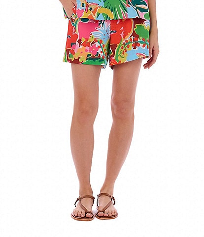 CROSBY by Mollie Burch Coordinating Drake Printed Elastic High Waist Flat Front Shorts
