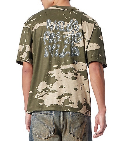 Crossed Eyed Moose Camouflage Print Oversized Short Sleeve T-Shirt