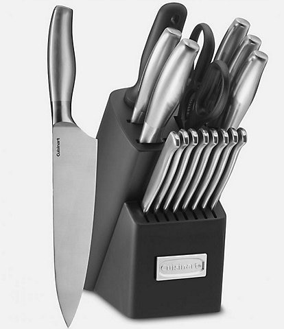 Classic 15-Piece Triple Rivet Cutlery Set with Grey Block, Cuisinart