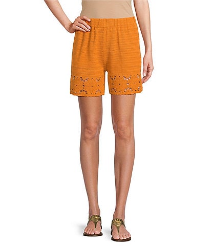 Current Air Coordinating Crochet High Rise Elastic Waist Shorts