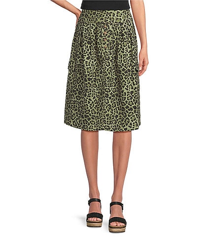 Current Air Leopard Print A-Line Skirt