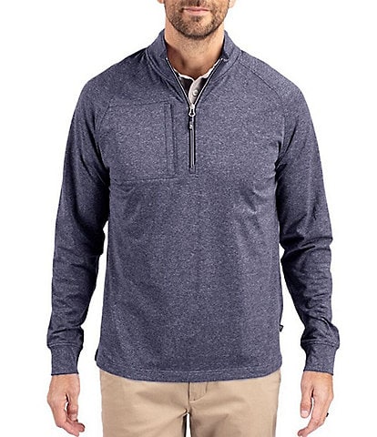 Cutter & Buck Big & Tall Soft Knit Heathered Quarter Zip Pullover
