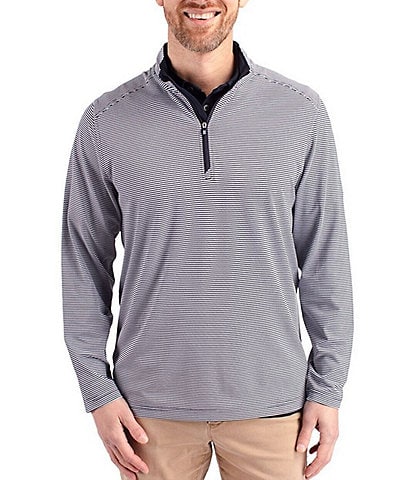 Cutter & Buck Big & Tall Virtue Micro Stripe Featherlight Pique Quarter Zip Pullover