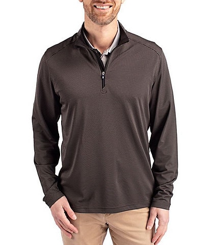 Cutter & Buck Big & Tall Virtue Micro Stripe Featherlight Pique Quarter Zip Pullover