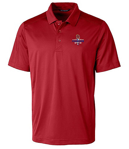 Cutter & Buck MLB Texas Rangers 2023 World Series Champions Prospect Textured Stretch Short Sleeve Polo Shirt