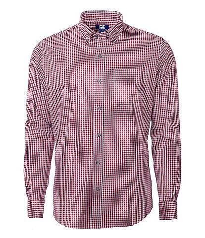 Cutter & Buck Versatech Checked Long-Sleeve Button-Front Shirt