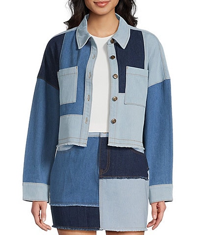 C&V Chelsea & Violet Coordinating Denim Patchwork Jacket