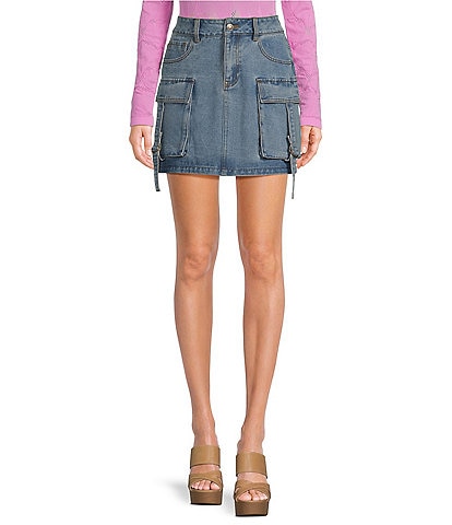 C&V Chelsea & Violet Denim Cargo Skirt