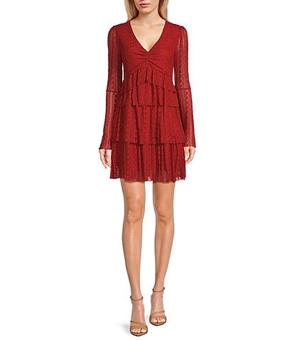 C&V Chelsea & Violet Flare Sleeve Textured Dress