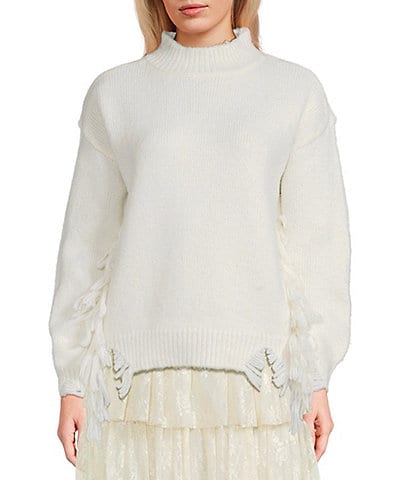 C&V Chelsea & Violet Fringe Long Sleeve Sweater