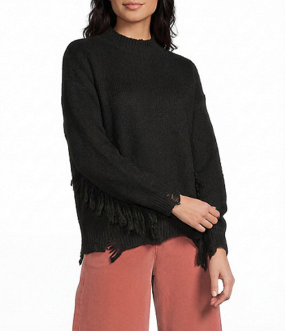 C&V Chelsea & Violet Fringe Long Sleeve Sweater