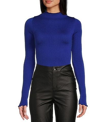 C&V Chelsea & Violet Lurex Mock Neck Bodysuit