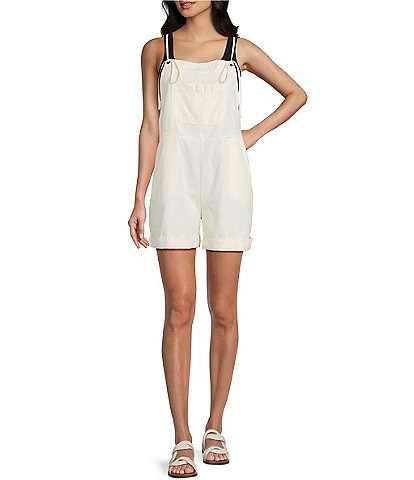 C&V Chelsea & Violet Square Neck Sleeveless Washed Twill Shortall