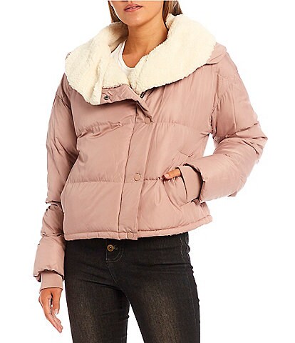 C&V Cropped Shearling Lined Puffer