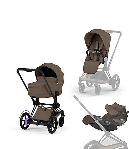 Cybex ePrim Stroller + Cloud T Infant Car Seat + PRIAM Fold Lux Carry Cot -Travel System Bundle