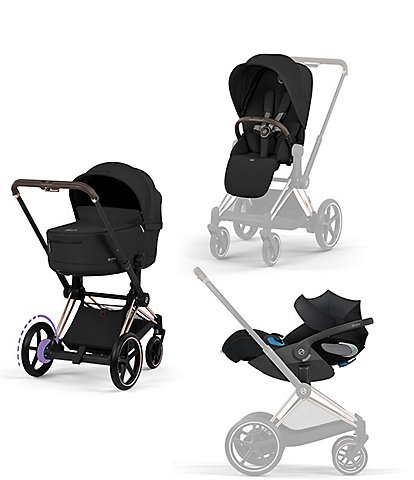 Cybex ePrim Stroller + Cloud T Infant Car Seat + PRIAM Fold Lux Carry Cot -Travel System Bundle