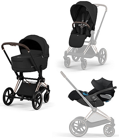 Cybex ePrim Stroller + Cloud T Infant Car Seat + PRIAM Fold Lux Carry Cot Travel System Bundle