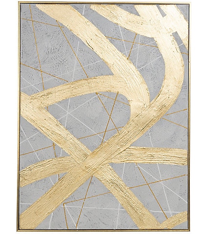 Dallas + Main 24" x 32" Gold Swirls Abstract Framed Canvas Wall Art
