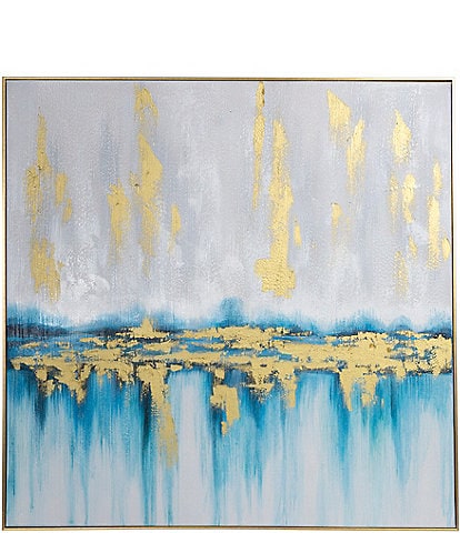 Dallas + Main 40#double; x 40#double; Turquoise with Gold Abstract Framed Canvas Wall Art