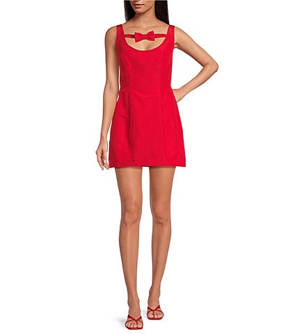 Damaris Bailey Marissa Silk Bow Scoop Neck Sleeveless Mini Dress