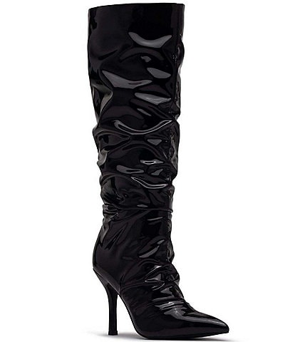 D'Amelio Footwear Cristean Stretch Patent Slouch Tall Boots