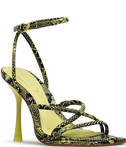 D'Amelio Footwear Dalilah Snake Print Strappy Dress Sandals