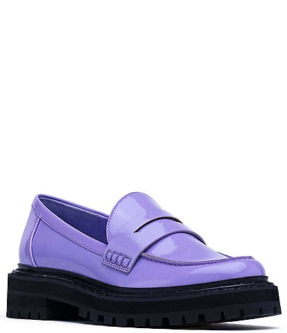 D'Amelio Footwear Prescia Patent Platform Lug Penny Loafers