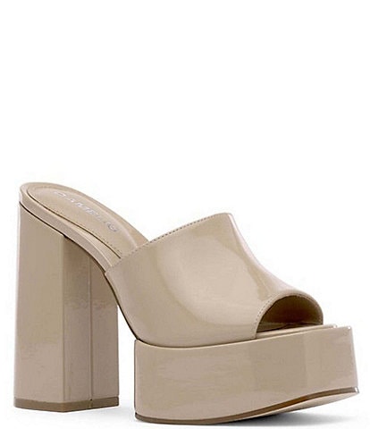 D'Amelio Footwear Ravina Patent Platform Block Heel Slides